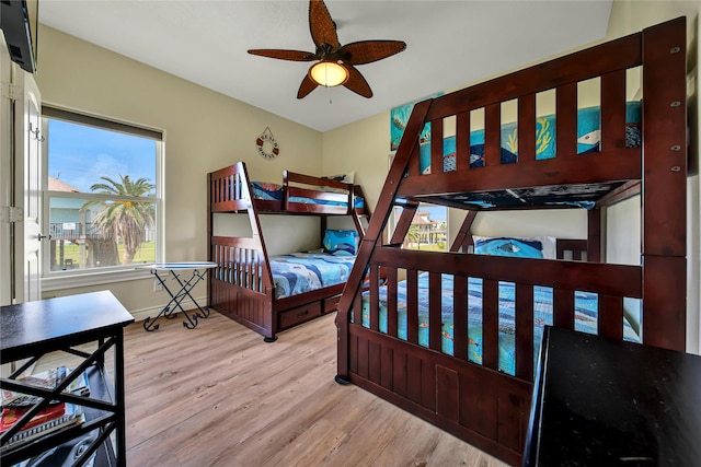 bedroom with light wood-type flooring