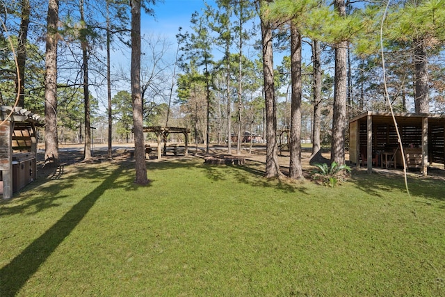 view of yard featuring an outbuilding