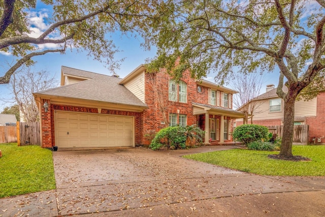 view of front of property featuring a porch, a garage, and a front yard