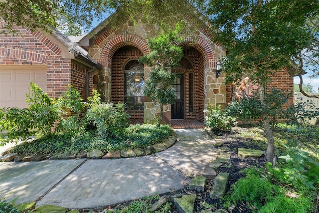 entrance to property with a garage