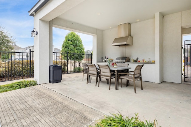 view of patio with a grill