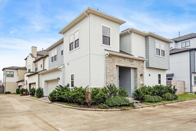 exterior space with a garage