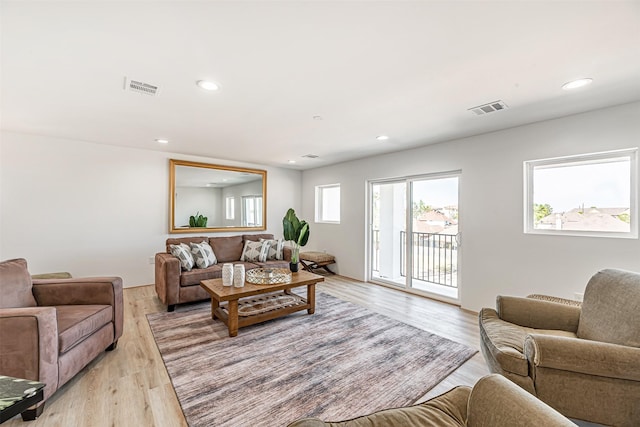 living room featuring light hardwood / wood-style flooring