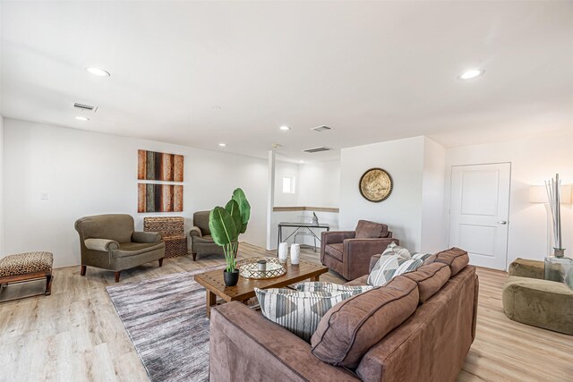 living room with light wood-type flooring