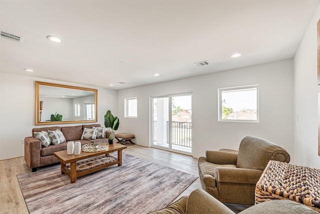 living room featuring light hardwood / wood-style flooring