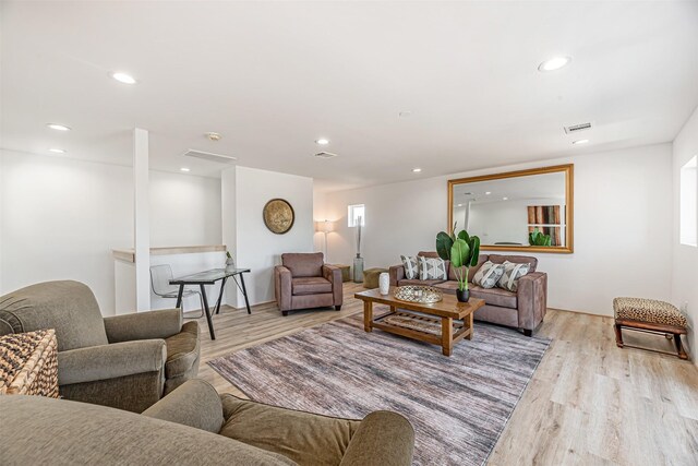 living room featuring light hardwood / wood-style floors