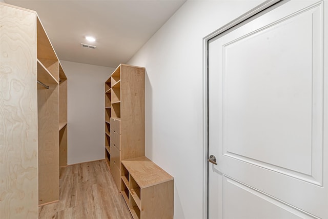 spacious closet with light wood-type flooring