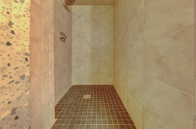 bathroom with a tile shower