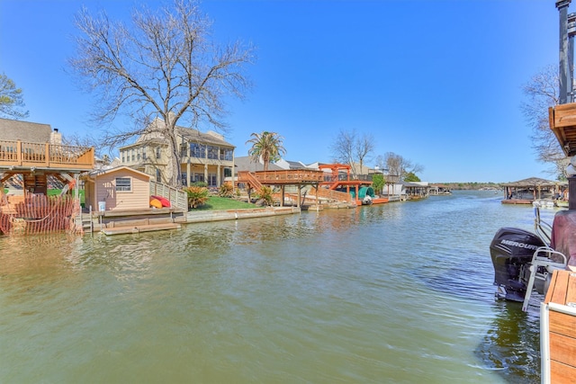 dock area with a water view