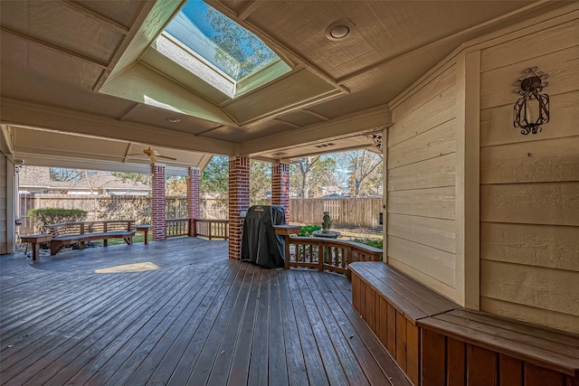 deck featuring ceiling fan