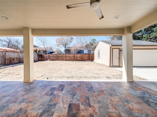 view of patio / terrace with ceiling fan