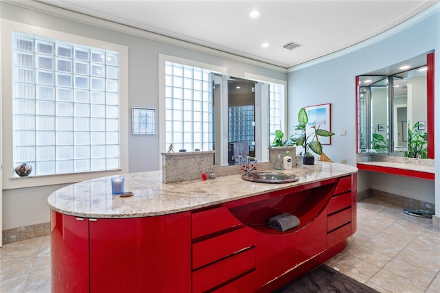 bathroom featuring sink and ornamental molding