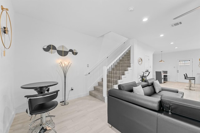 living room featuring light hardwood / wood-style floors