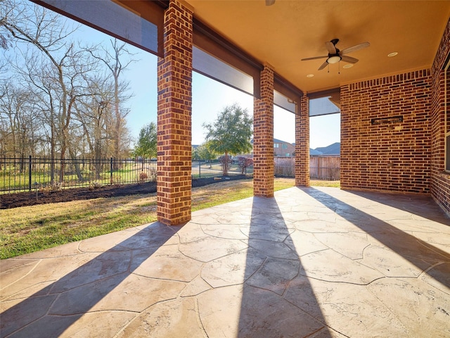 view of patio / terrace with ceiling fan