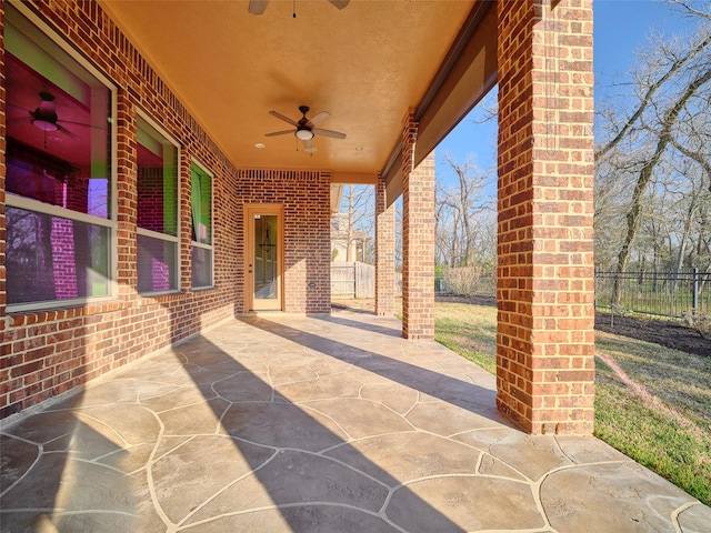 view of patio with ceiling fan