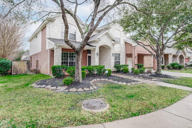 view of front of house featuring a front lawn