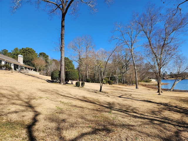 view of yard with a water view