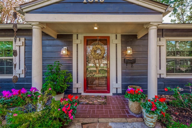 property entrance with a porch