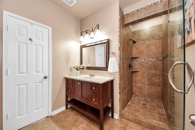 bathroom featuring vanity and walk in shower