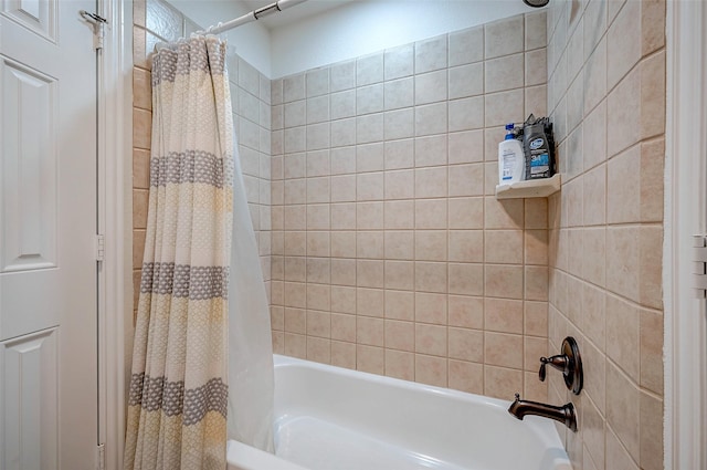 bathroom featuring shower / bathtub combination with curtain