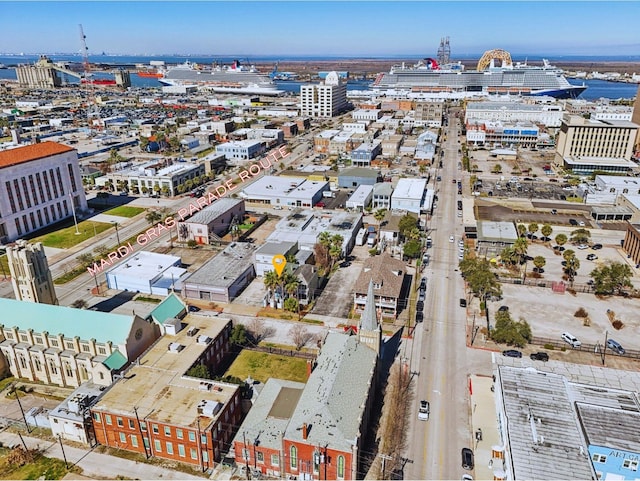 aerial view with a city view