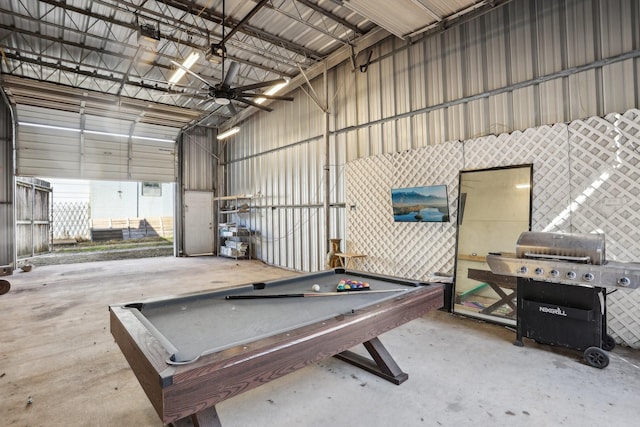 garage with metal wall