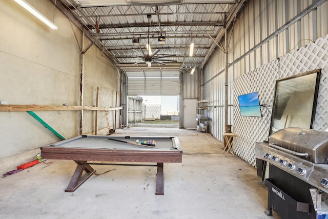 garage with metal wall