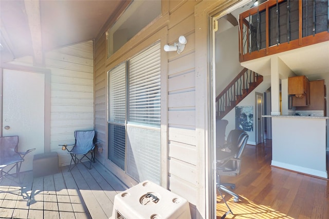 wooden deck with ac unit