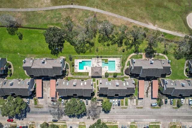 drone / aerial view with a residential view