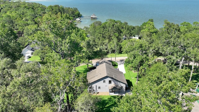 bird's eye view featuring a water view