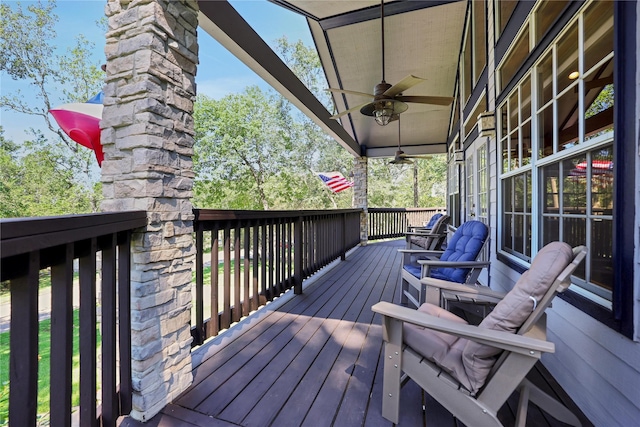 deck featuring ceiling fan