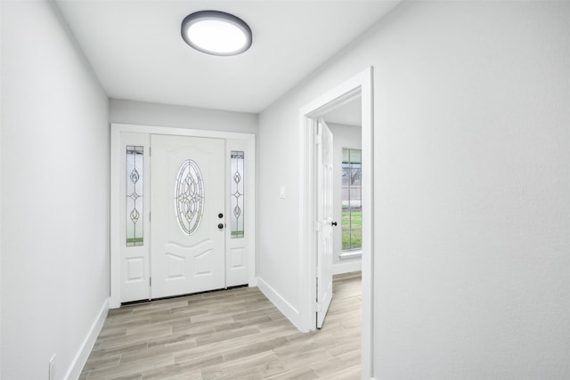 entrance foyer with light wood-type flooring