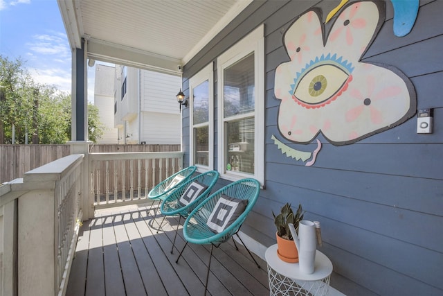 deck featuring covered porch