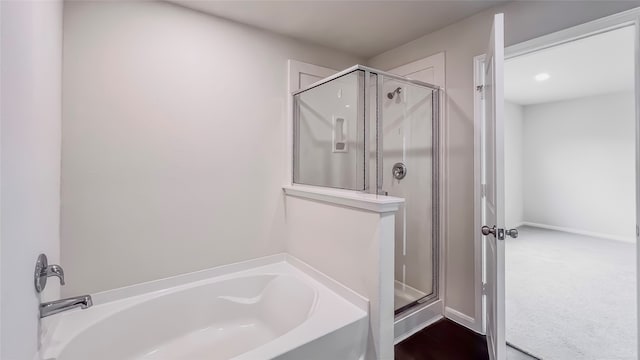 bathroom with plus walk in shower