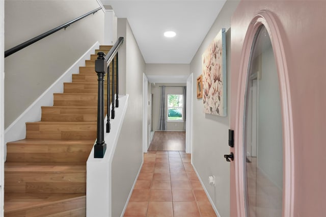 interior space featuring light tile patterned floors