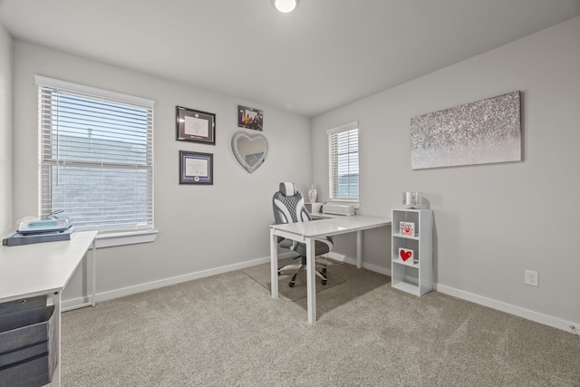 office area with light carpet