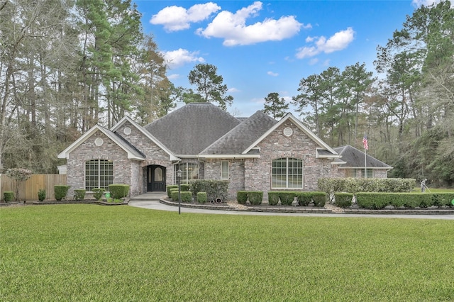 view of front of property featuring a front yard