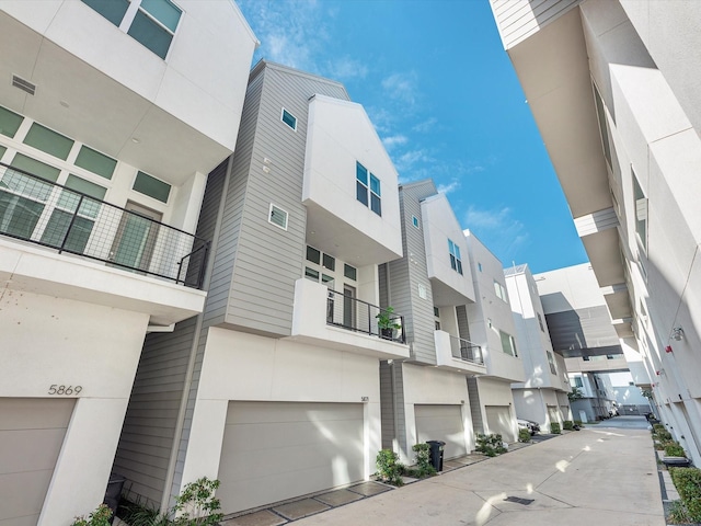 view of building exterior with a garage