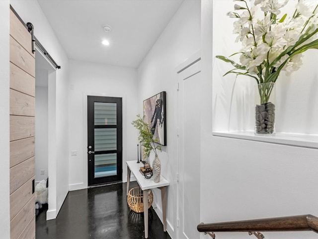 foyer with a barn door