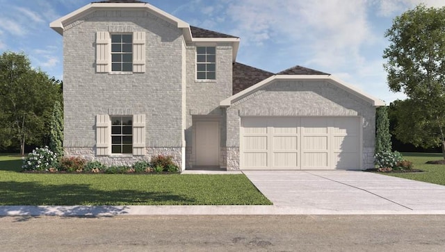 view of front of home with a garage and a front yard