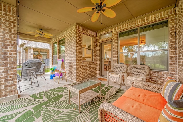 view of patio with ceiling fan