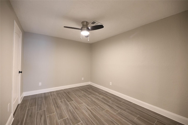 214 Canadian St, Houston, TX 77009 - unfurnished room with visible vents, ceiling fan, baseboards, and wood tiled floor
