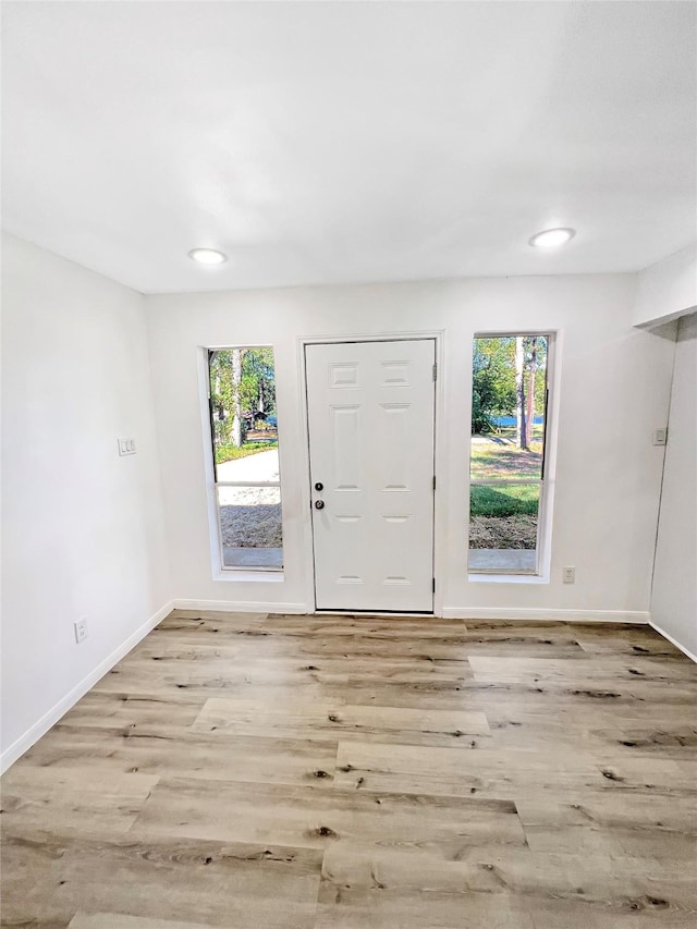 entryway with light wood-type flooring