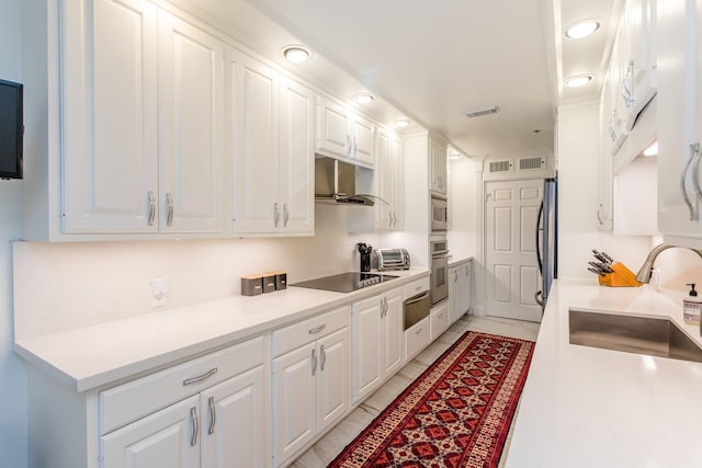 kitchen with sink, white cabinets, and appliances with stainless steel finishes