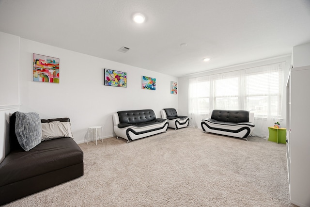 living room featuring carpet floors