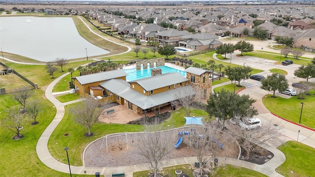 aerial view with a residential view