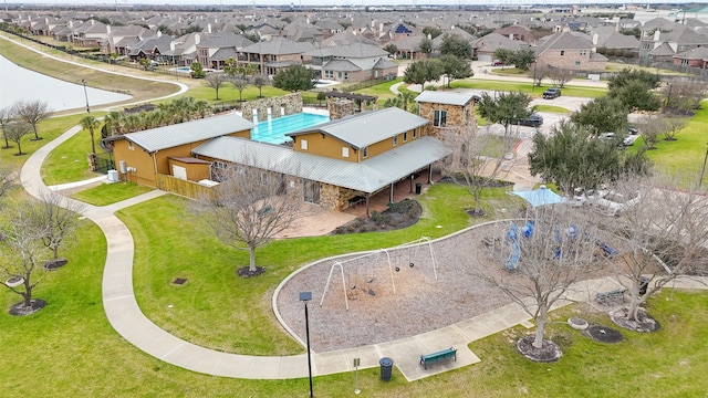 bird's eye view with a residential view