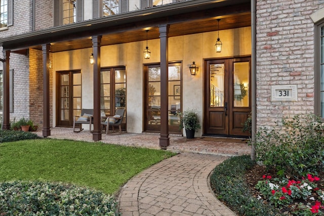 doorway to property with french doors