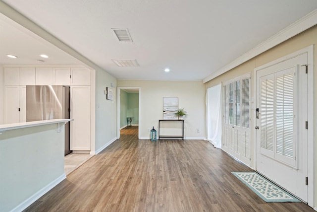 interior space with light hardwood / wood-style floors