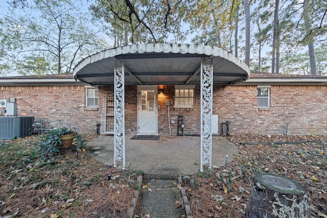 exterior space featuring central AC and covered porch